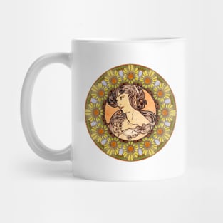 Mucha Flower Wreath Lady 02 Mug